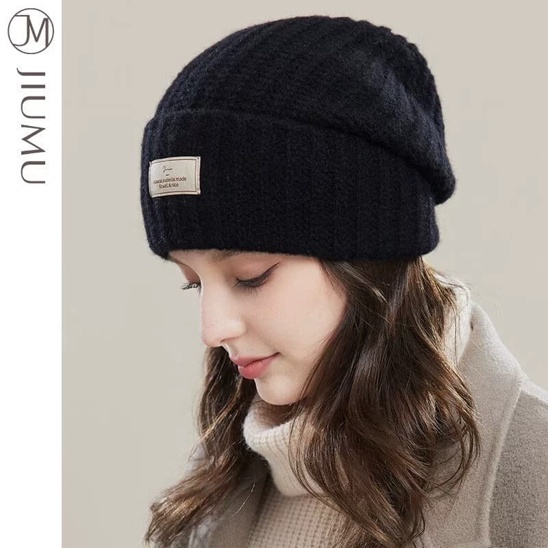 玖慕（JIUMU）秋冬女士毛线头围针织堆堆冷帽