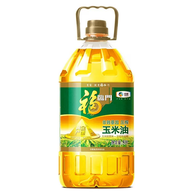 福临门黄金产地非转基因压榨玉米油5L桶食用油营养优选胚芽b