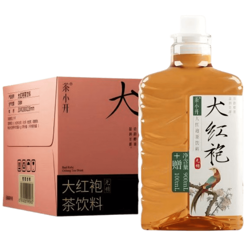茶小开 纯茶饮料大红袍1000ml*12瓶 0糖0脂大瓶解渴解腻夏季饮品