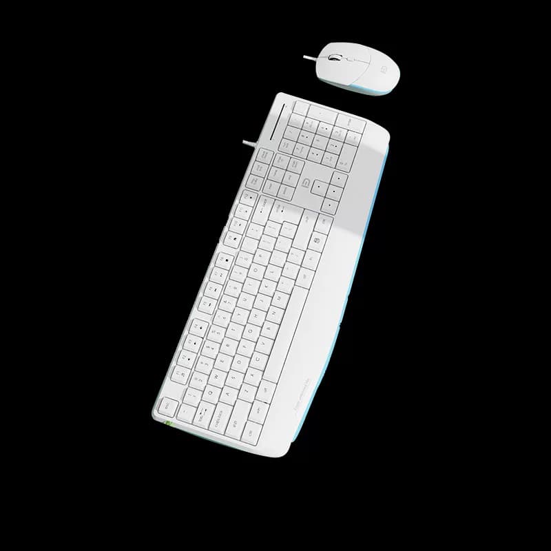 富德 人体工学商务鼠标键盘 有线键鼠套装 白色 8500P
