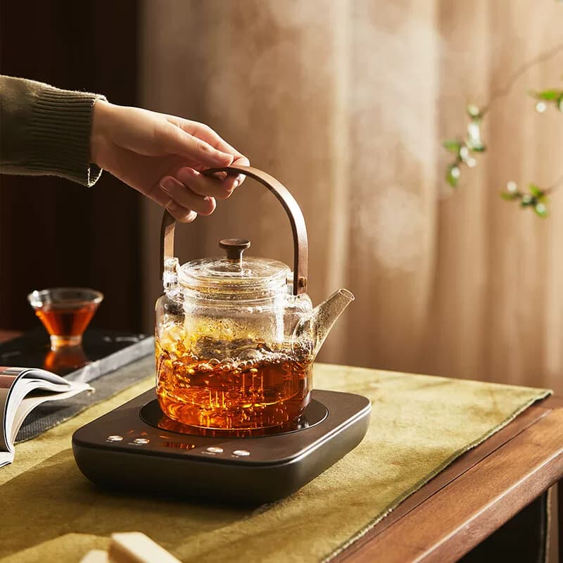 鸣盏玻璃煮茶器玻璃提梁壶茶水分离泡茶器沏茶具MZ8021A单位：个
