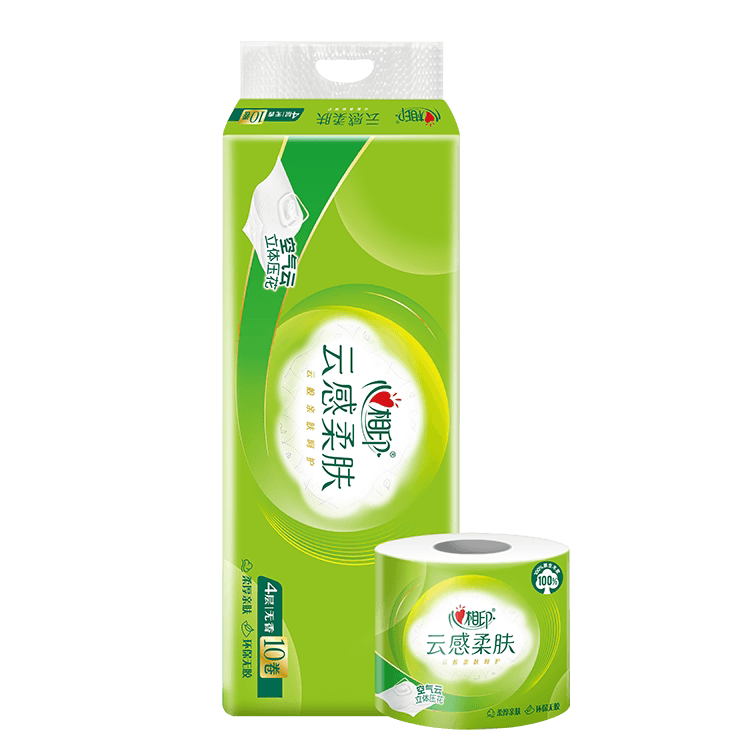 心相印有芯卷纸云感系列150克10粒装四层立体压花卷筒卫生纸