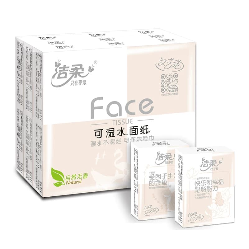 洁柔PU090-18纸手帕(Face粉超迷你)6片4层(18包装)