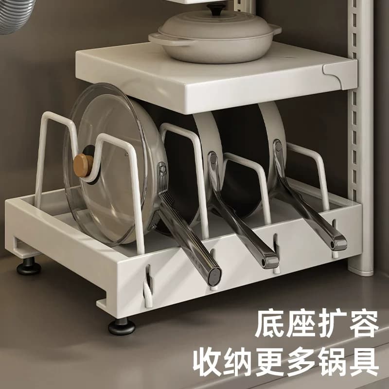 橱柜锅具收纳架锅架厨房置物架下水槽下收纳多层架子【企采】,详情图 2