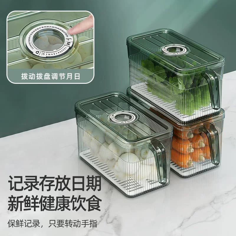保鲜盒家用可沥水食品保鲜盒密封置物盒带手柄叠加收纳箱【企采】,详情图 4