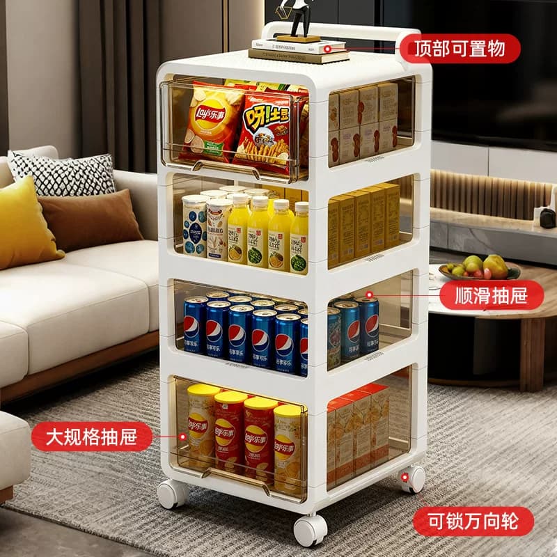 抽屉式家用桌下玩具储物柜移动分层小推车免安装置物架【企采】,详情图 2