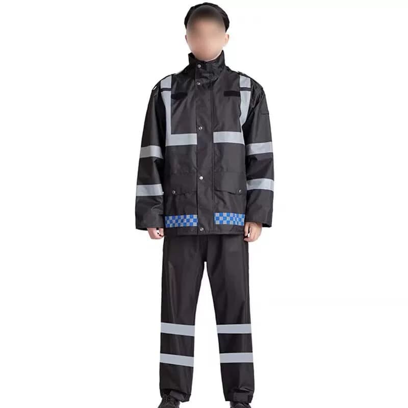 宽迈 道路救援反光雨衣300D 安全防雨服黑色套装 KM-3009 175码
