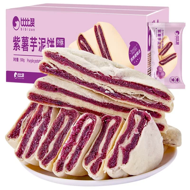 比比赞（BIBIZAN）紫薯芋泥饼500g