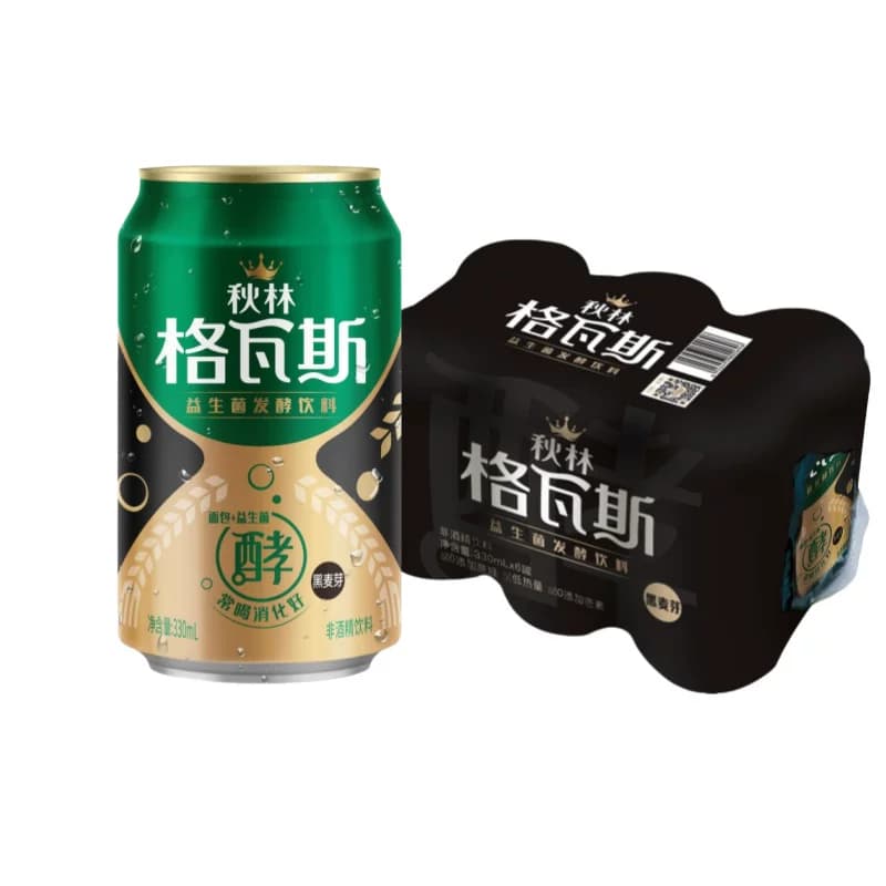 秋林格瓦斯面包发酵饮料黑麦芽味330ml*6罐