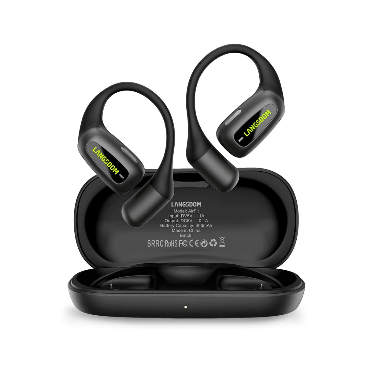 兰士顿AirFit 蓝牙耳机挂耳式 骨传导概念开放不入耳降噪 素雅黑