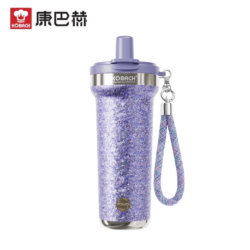 康巴赫都市系列纯钛保温吸管钛啡杯750mL(阿盖尔紫)