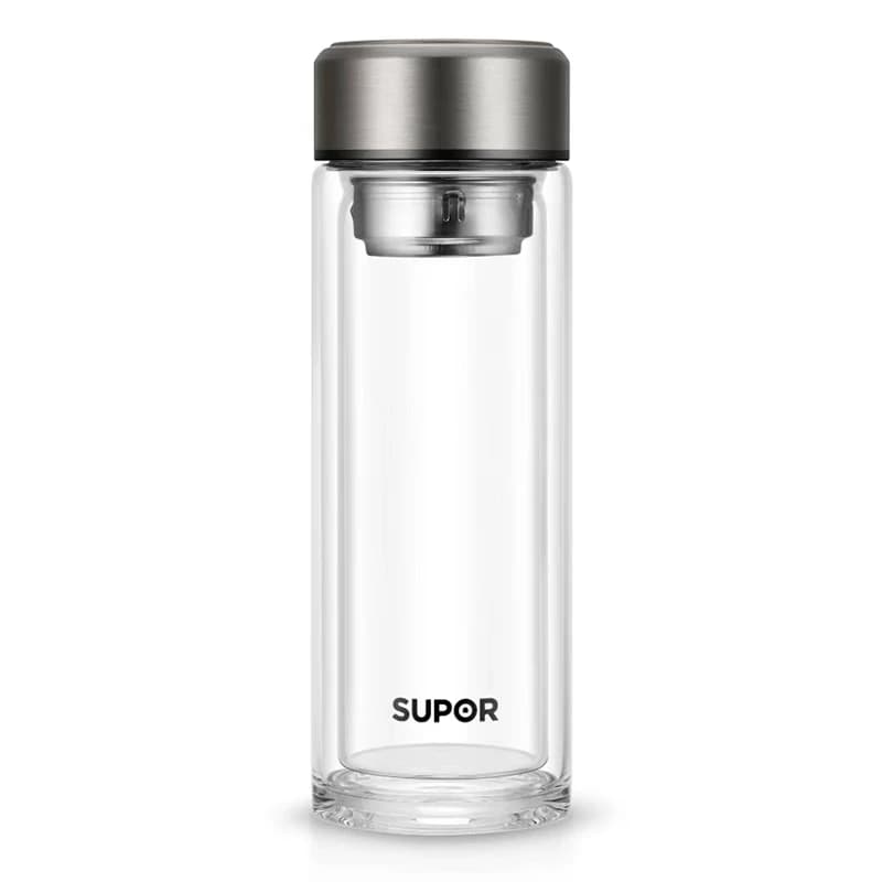 苏泊尔（SUPOR）双层耐热玻璃杯 KCG38AZ10 流光银 380ml