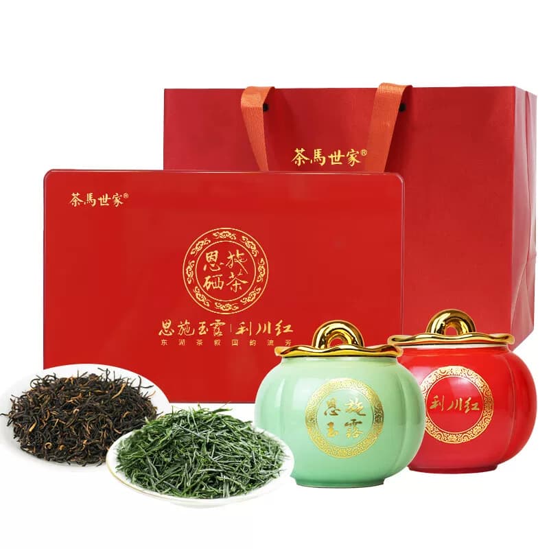 茶马世家恩施玉露一红一绿 高端烤漆礼盒200g
