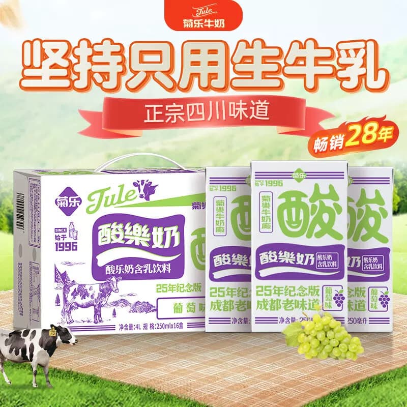 菊乐酸乐奶含乳饮料（葡萄味）250ml*16