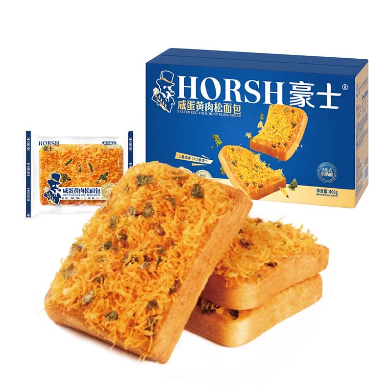 豪士 咸蛋黄肉松吐司408g*2箱 早餐面包下午茶