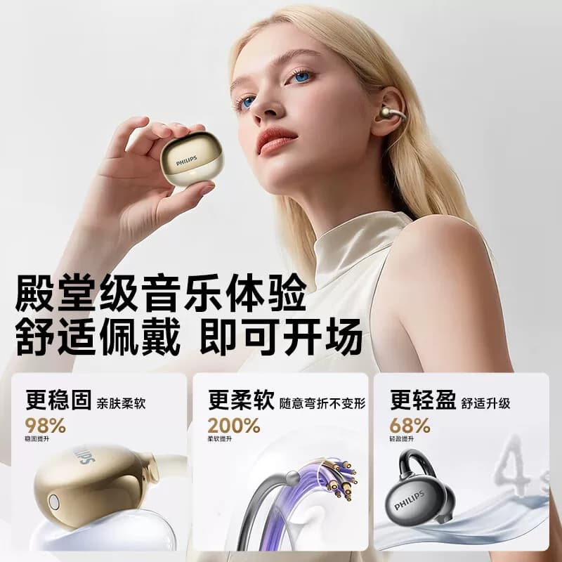 Philips/飞利浦TAT3469 耳夹式真无线开放耳机