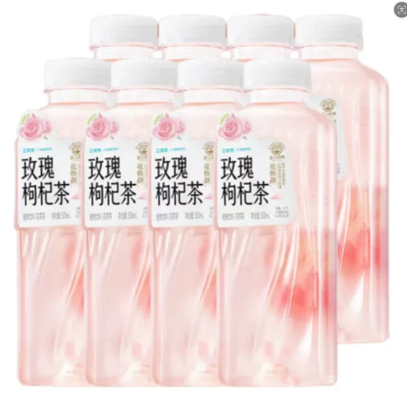 二次方 玫瑰枸杞茶500ml*8瓶【非原箱】花草茶无糖茶植物水饮料