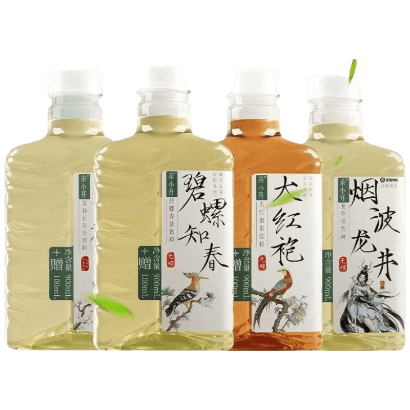 茶小开 纯茶饮料4口味混合1000ml*4瓶0糖0脂大瓶解渴解腻夏季饮品