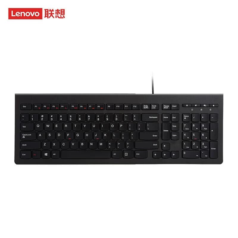 Lenovo/联想 超薄按键电脑办公键盘 有线键盘 104键 黑色 M120K
