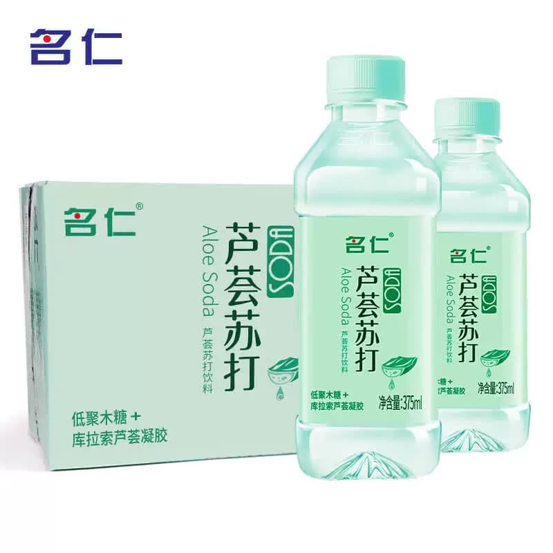 名仁 苏打水芦荟葡萄饮料375ml*24瓶 无糖无汽弱碱性水饮用水饮品