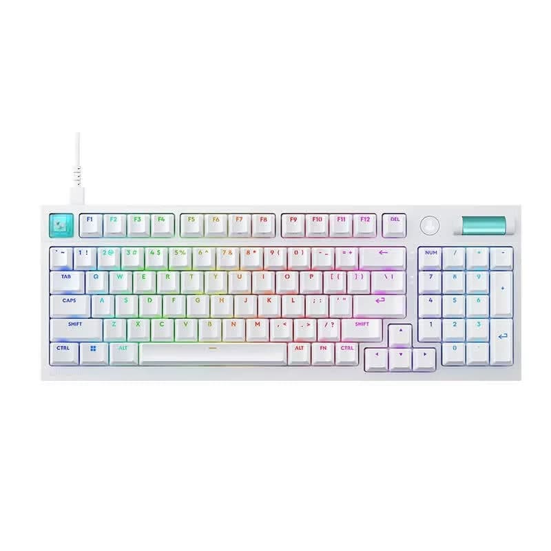 罗技 8K机械键盘 热插拔98键有线键盘RGB背光 L轴 白色 G316 X