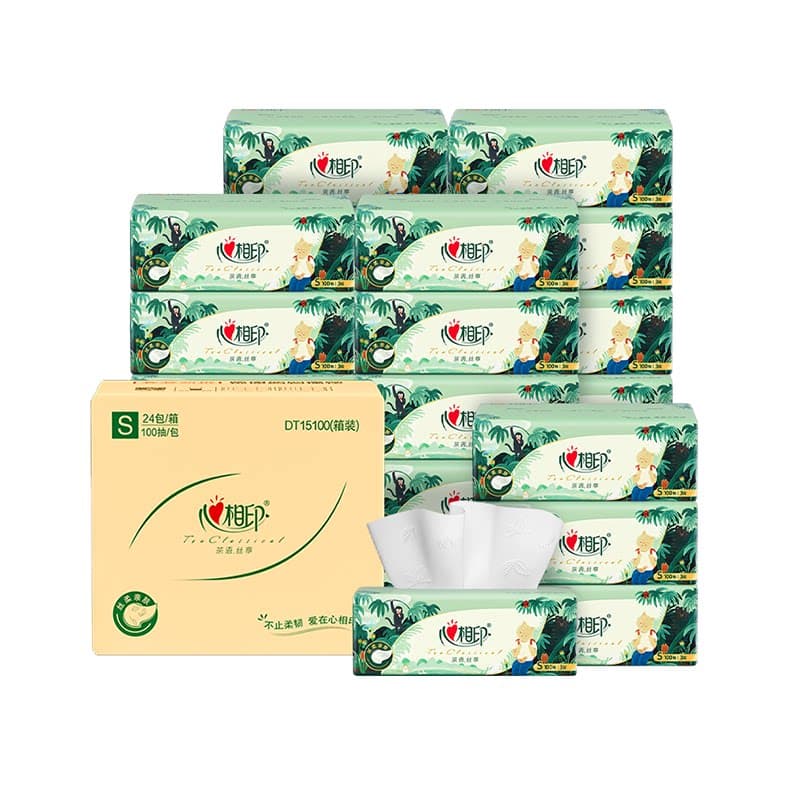 心相印茶语丝享100抽24包三层塑装面巾纸IP款