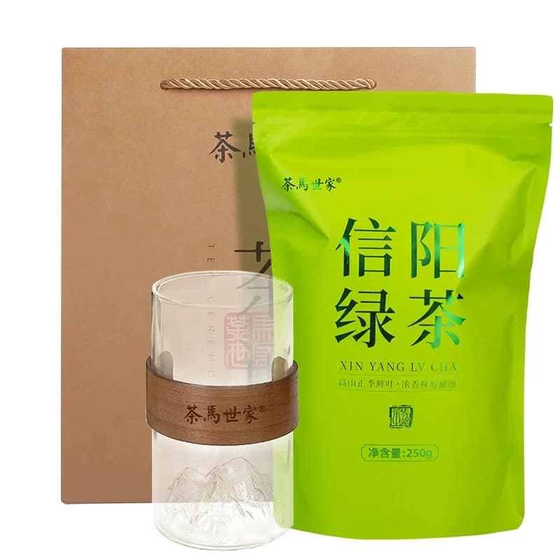 茶马世家®一级信阳绿茶袋装250g+观山杯组合