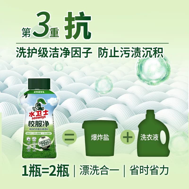 水卫士(原水卫仕)校服净白衬衫衣领袖口爆炸盐白彩衣通用去黄去污,详情图 6