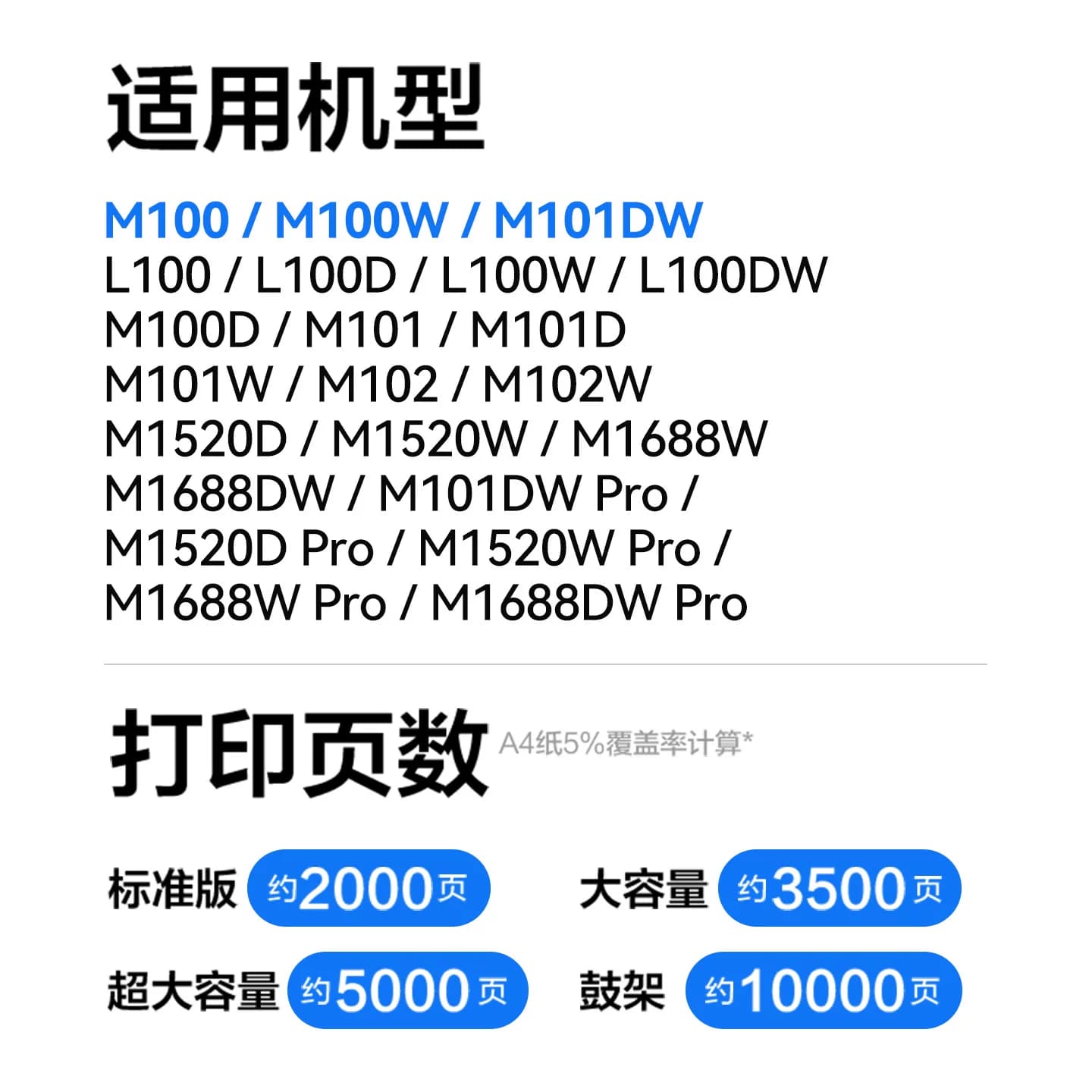 适用联想M100w粉盒M101dw M102w硒鼓L100w/dw墨盒lt100碳粉m101w L100d领像m100d打印机M1688dw pro M1520w/d,详情图 3