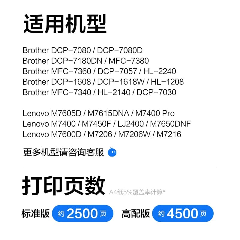 彩格适用兄弟MFC7360墨粉dcp7080d 7057 7180dn 1618w联想M7400 m7206w 7216 LJ2400 7605打印机碳粉通用pro,详情图 3