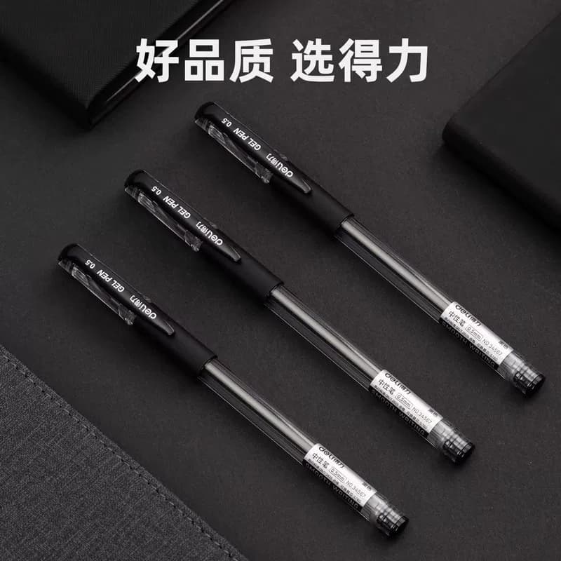 得力中性笔0.5商务办公用品量贩式黑笔签字笔水笔碳素笔书写工具60支装子弹头水笔学生考试刷题笔备考33140,详情图 4