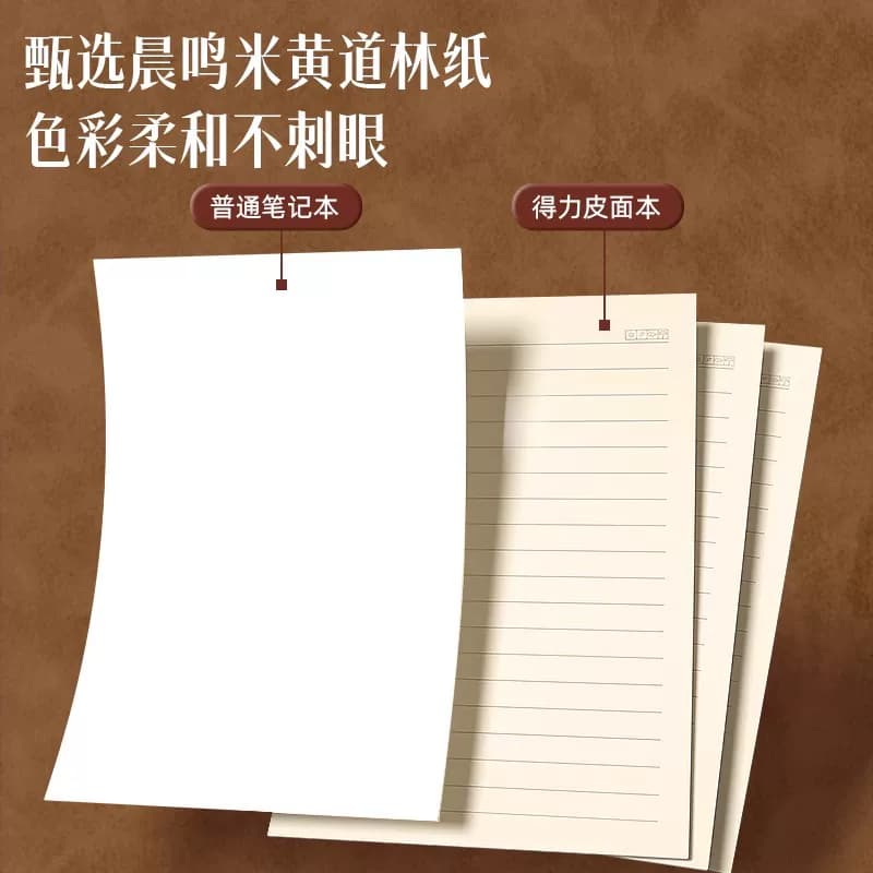 得力文具可定制4本羊巴皮笔记本加厚考公本子记事本A5考研笔记横线课堂文艺商务办公26年新款皮面本会议记录,详情图 2