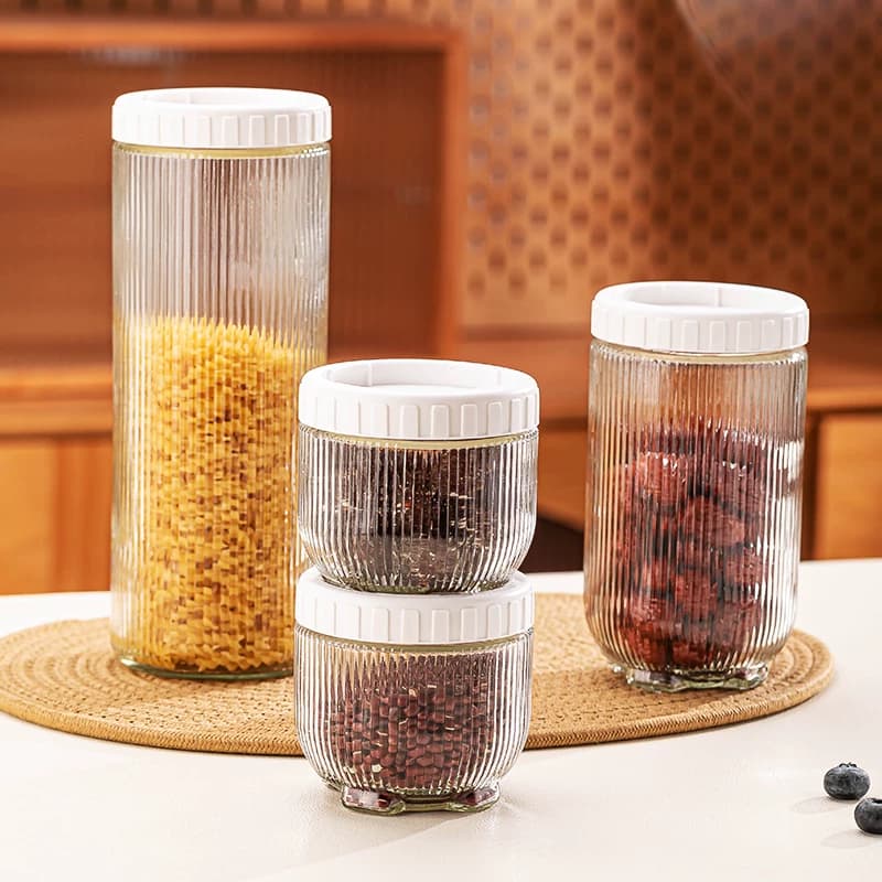 猫爪竖纹储物罐7件套小号*3+中号*3+大号*1