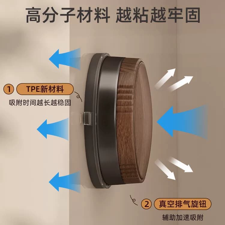 胡桃木挂衣架免打孔墙上壁挂入户门置物架挂衣钩衣柜【企采】,详情图 2