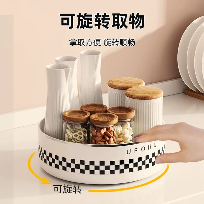 旋转调料置物架厨房多功能油盐酱醋调味料收纳盒托盘【企采】,详情图 4