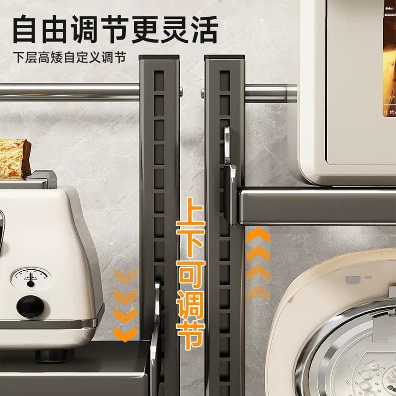 电饭煲置物架多功能微波炉架子电器台面可抽拉多层收纳架【企采】,详情图 3