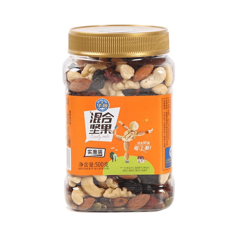 华巍 500g 混合坚果罐装B款 混合果仁 保质期12个月 2罐起订