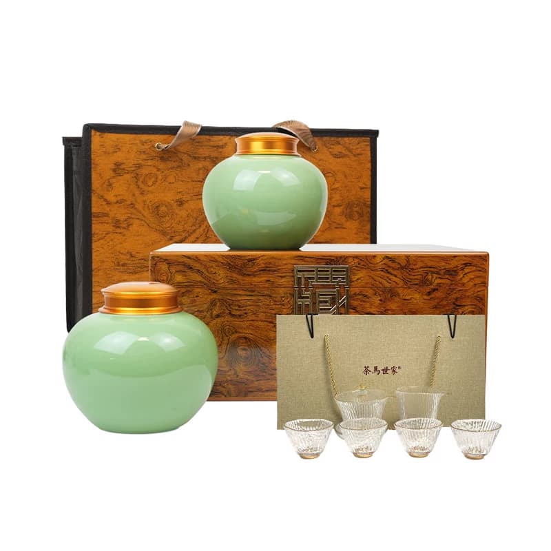 茶马世家恩施玉露明前特级开园头采富硒茶云龙系200g+竖纹茶具*1