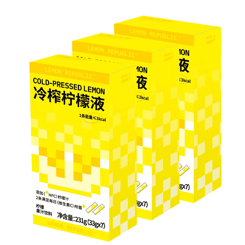 柠檬共和国冷榨柠檬液NFC33g*7条装*3盒