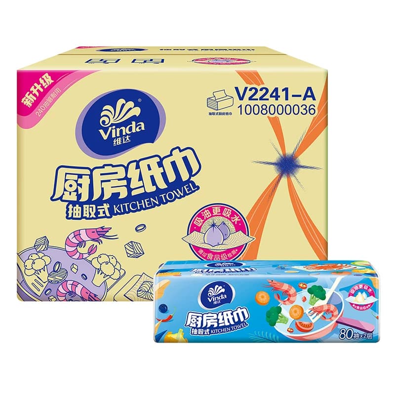 维达抽取厨房纸巾80抽V2241-A