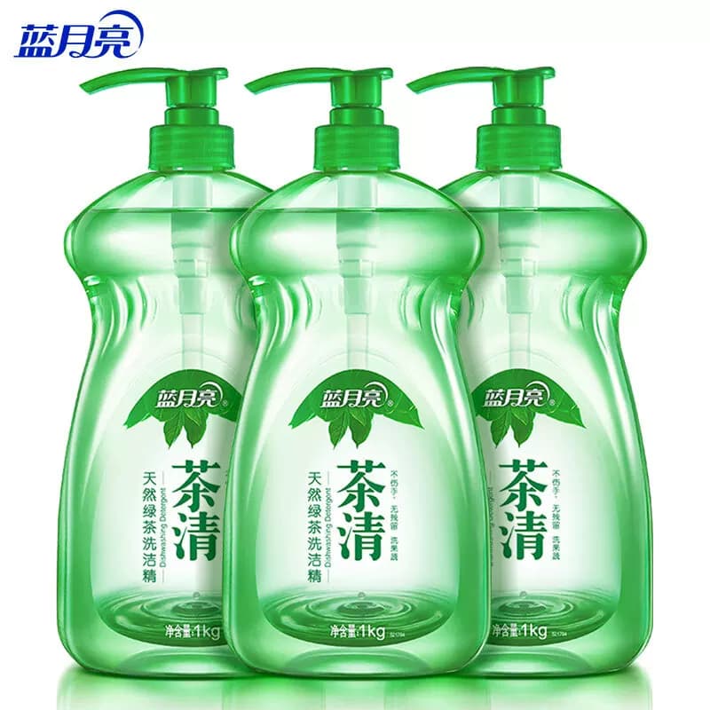 蓝月亮茶清天然绿茶洗洁精1kg×3