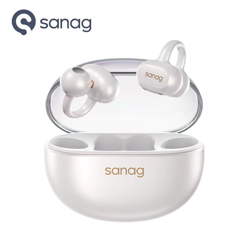 SANAG塞那 耳夹式蓝牙耳机 骨传导运动跑步挂耳式S6SNova珍珠白