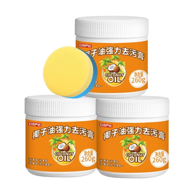 巨奇-椰子油清洁膏260g*3瓶+海绵擦