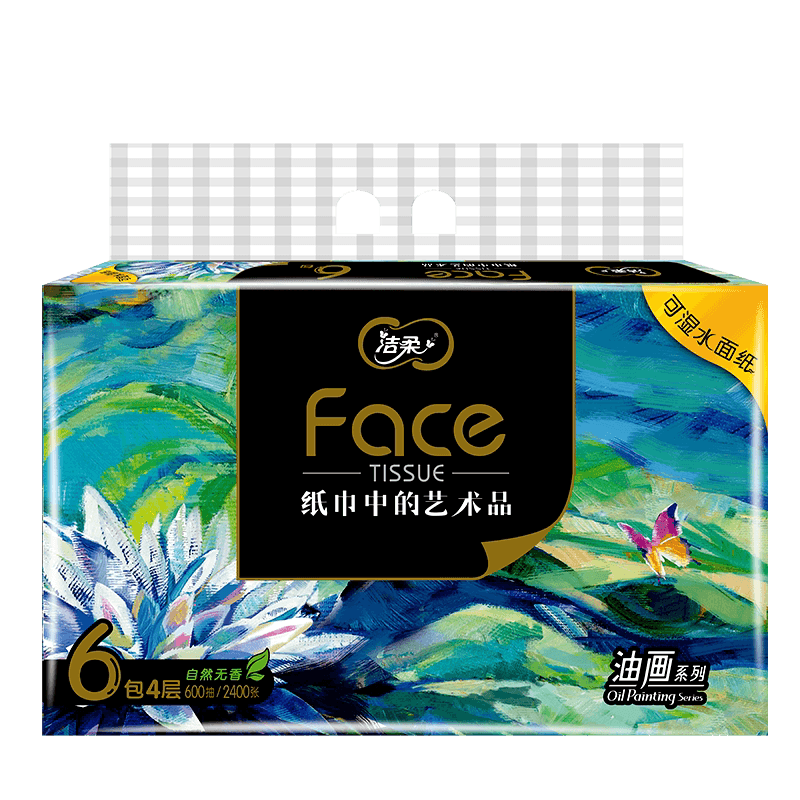 洁柔纸面巾(Face油画软抽)100抽4层(6包装)BR114-06