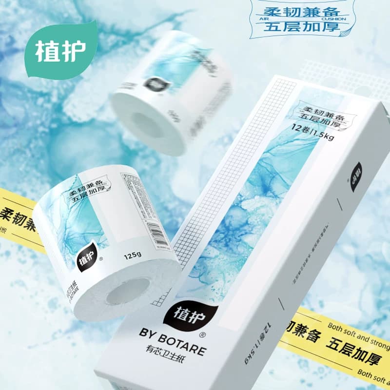 植护气垫有芯卫生纸碎冰蓝系列100mm*120mm(5层)125g/卷*12卷/提