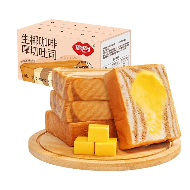 福事多生椰咖啡厚切吐司400g*3 早餐面包营养休闲零食整箱下午茶