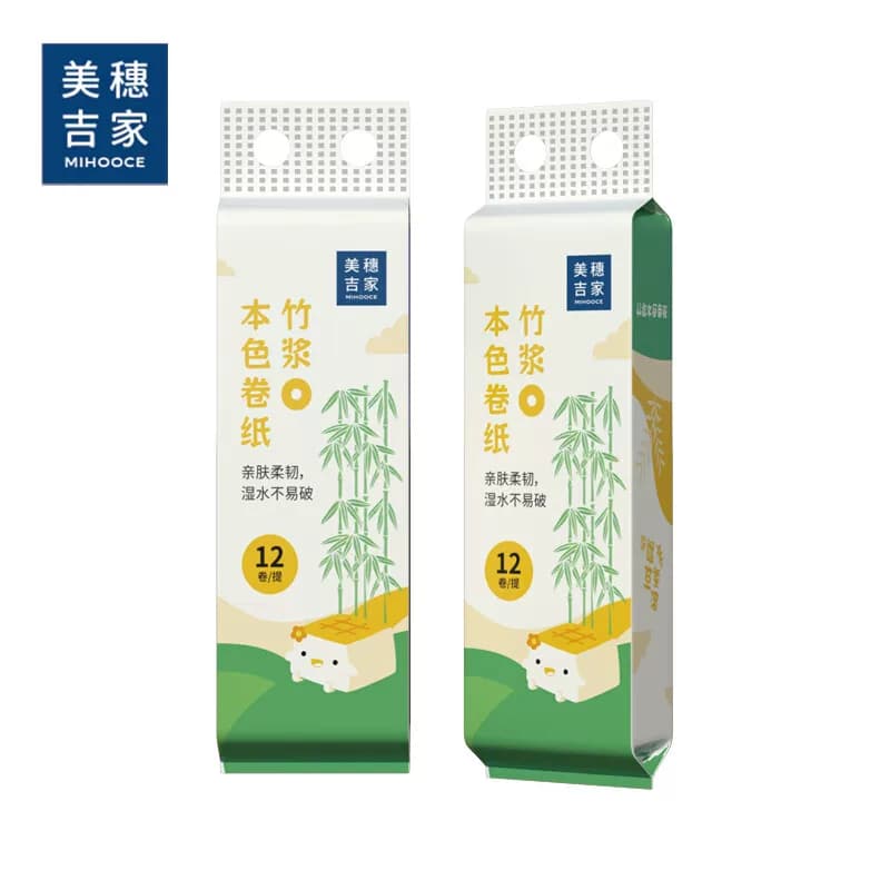 美穗吉家本色竹浆卷纸 4层加厚 卫生纸卷筒纸 纸巾 3层 2g/卷*1卷