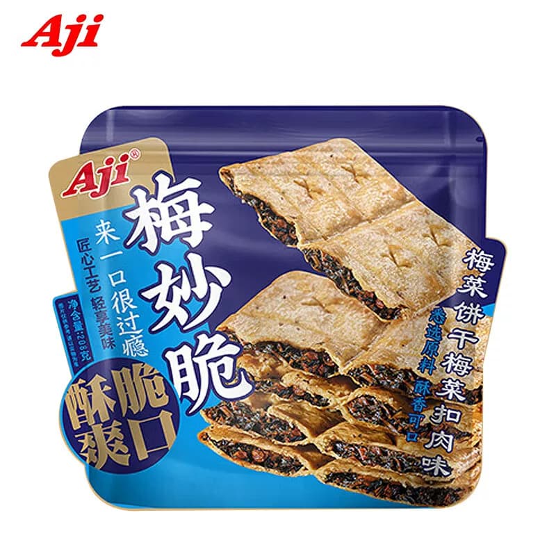 Aji 梅干菜扣肉味梅菜饼干208g/袋 薄脆饼干 锅盔办公室休闲零食