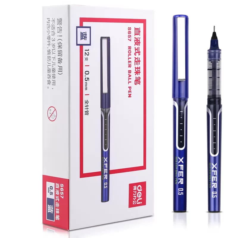 得力文具 全针管直液式中性笔 0.5mm 蓝色 S657 12支/盒 单位：盒