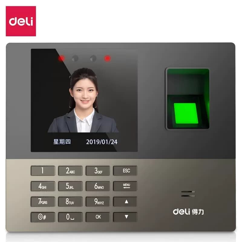 得力文具 指纹签到考勤打卡机200张人脸+600枚指纹 银灰色 13888S